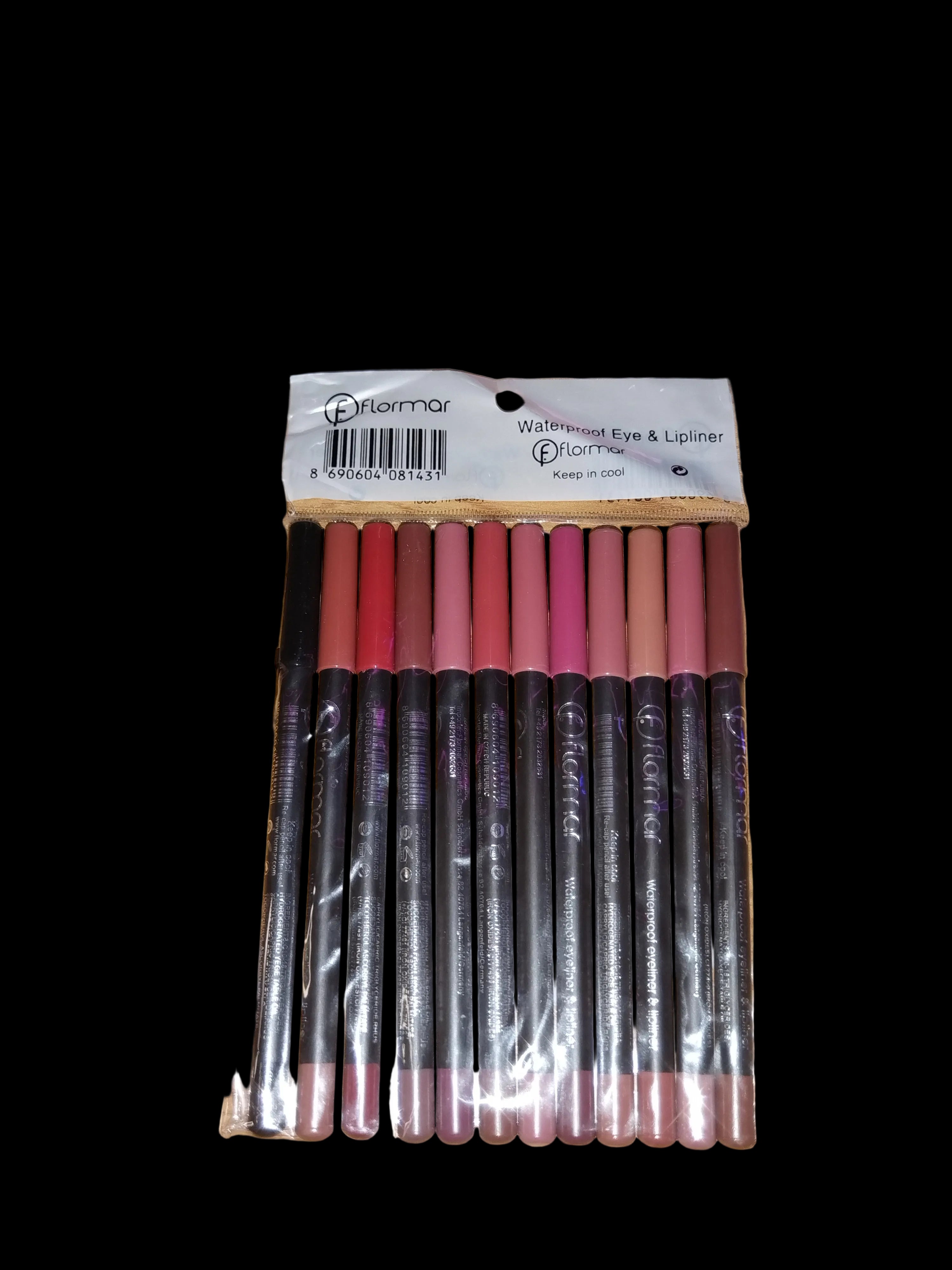 Assorted Waterproof Eye & Lip Liner with White Liner 12 Piece